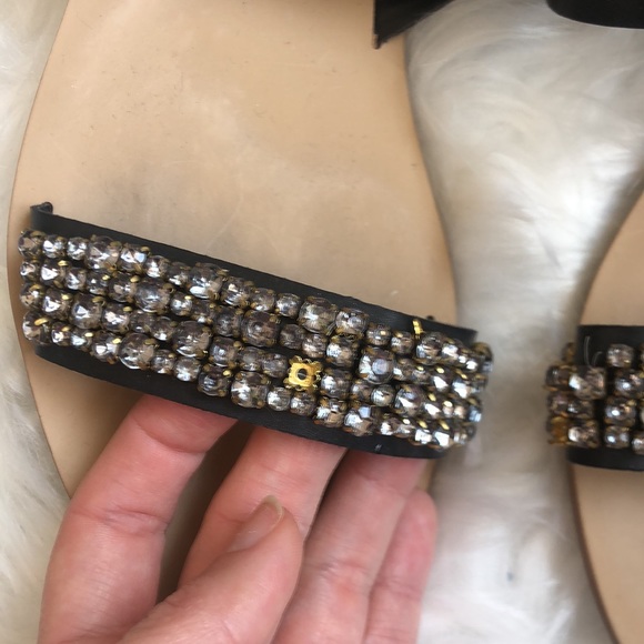 Dolce Vita Black Leather Sandals w/ Crystals Sz7.5 - Picture 2 of 5